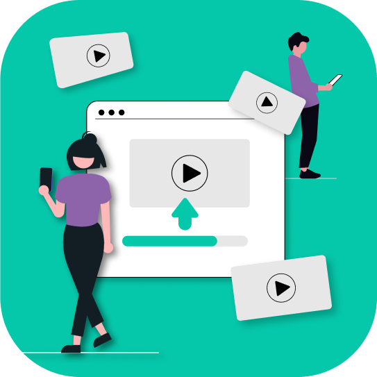 Illustration: casting team uploading self-tape videos from phones.